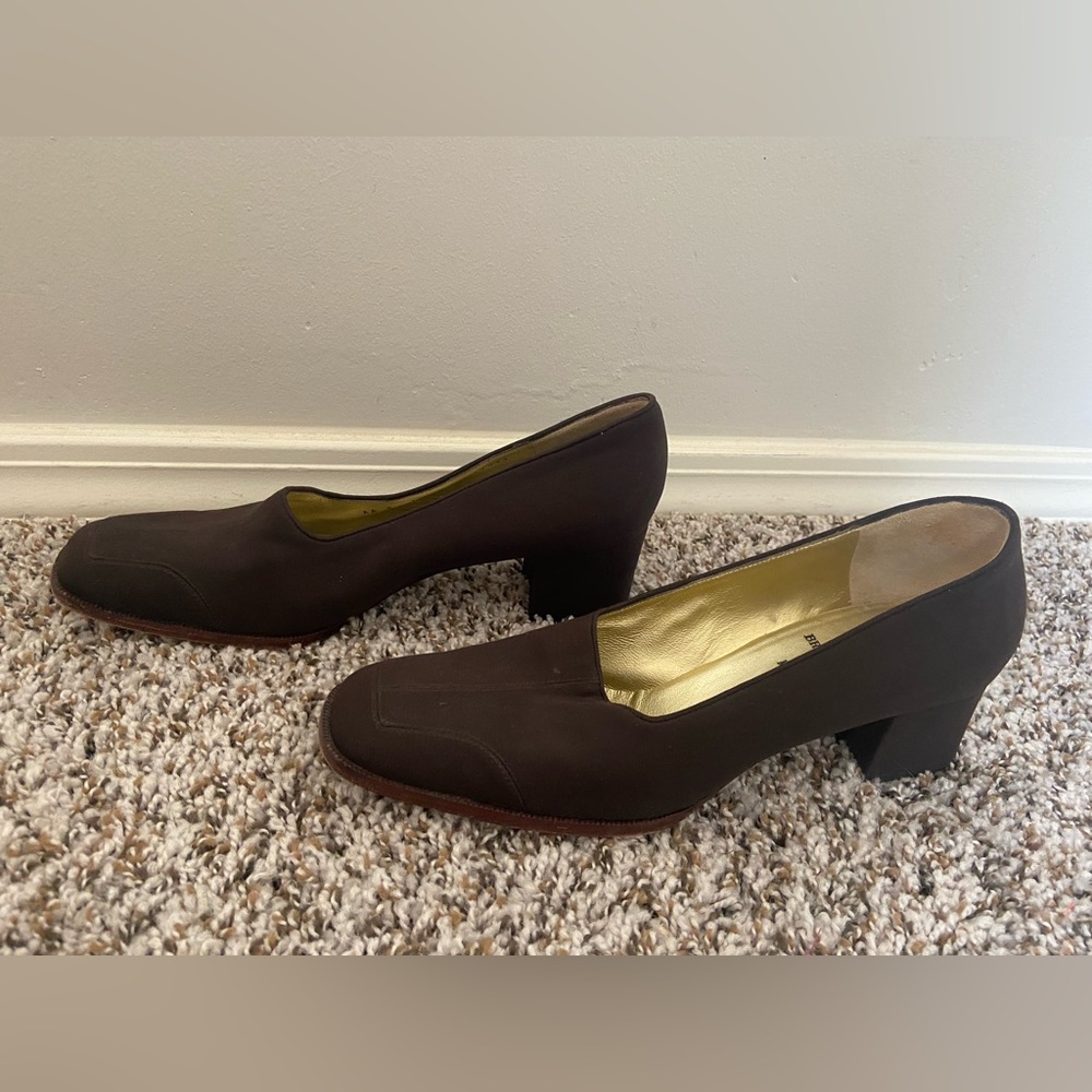 BRUNO MAGLI Made in Italy,Brown Fabric,Block Heel
